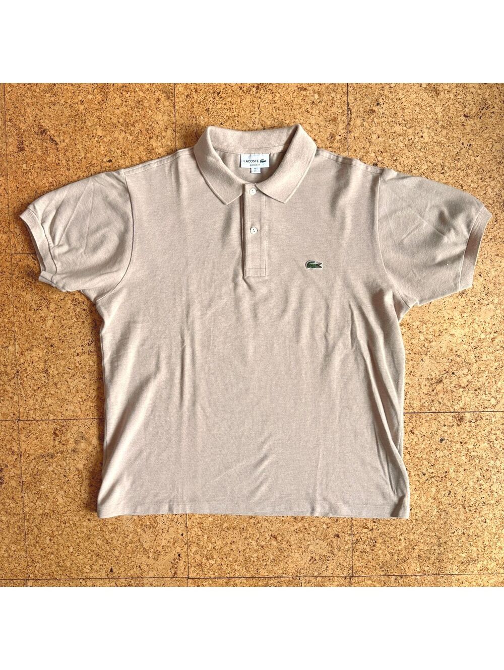 Lacoste Classic Fit Polo Shirt Mens Large Short Sleeve Light Tan Crocodile EUC